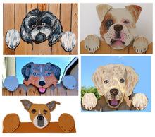 Load image into Gallery viewer, Custom Dog Fence Peeker Yard Art Designed and Hand Painted to match your Pet