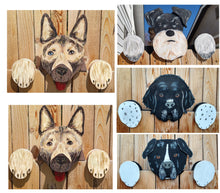 Load image into Gallery viewer, Custom Dog Fence Peeker Yard Art Designed and Hand Painted to match your Pet