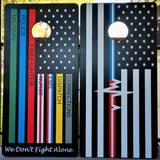 First Responders Police Fire EMS Dispatch We Don't Fight Alone Wrap Cornhole Set
