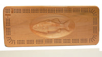 Cribbage Board Game 3 Track Set Hard Maple Bass Fish with Cards and Pegs