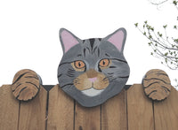 Custom Cat Kitty Fence Peeker Outdoor Yard Garden or Playground Decoration