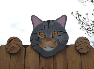 Custom Cat Kitty Kitten Fence Peeker Yard Garden or Playground Decorative Sign