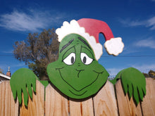 Load image into Gallery viewer, The Grinch Christmas Fence Peeker Outdoor Holiday Outdoor Decorative Sign