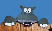 Hippopotamus Hippo Fence Peeker or Wall Hanging Yard Art Garden Playground Decoration