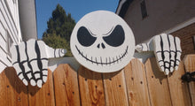 Load image into Gallery viewer, Jack Skellington Skeleton Fence Peeker Yard Art Garden Playground Decoration