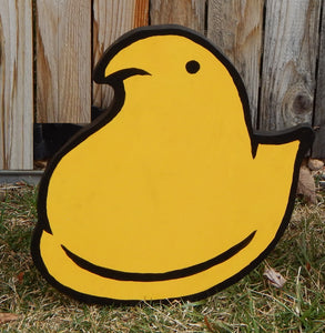 Wooden Yellow Peeps Easter Chick 17" Yard Art Garden Playground Decoration
