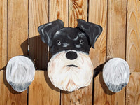 Schnauzer Dog Fence Peeker Yard Art Garden Playground Decoration