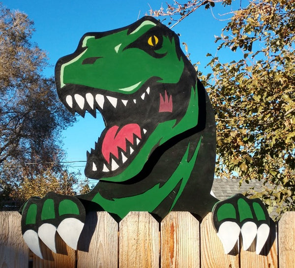 T Rex Dinosaur Fence Peeker Outdoor Yard Garden Party Playground Decoration
