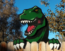 Load image into Gallery viewer, T Rex Dinosaur Fence Peeker Yard Garden Decoration