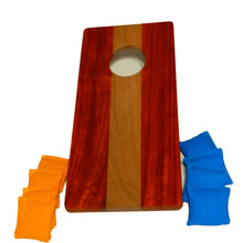 Load image into Gallery viewer, Table top Cornhole Bean Bag Toss Game Board with 8 bags 18&quot; x 9&quot; 1 board only Padauk and White Oak